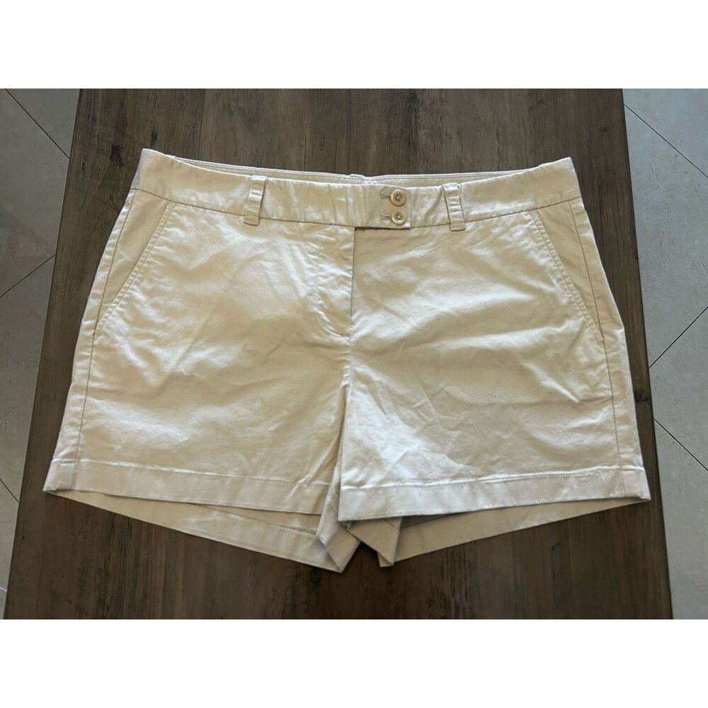 Vineyard Vines Woman’s Shorts Beige Pockets Cotton Spandex Pink Whale Size 12